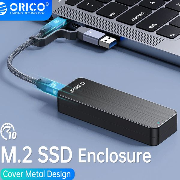 CHARGES ORICO M2 NVME ENCLOSOIRE USB3.2 GEN2 TYPE C 10 Gbit / sceau SSD PCIE avec 2 en 1 câble de chaleur en métal intégré Case SSD M.2