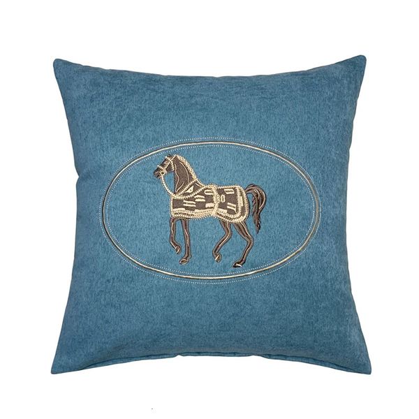 Hinyatex Horse Wirew Case Blue Woven Woven Decorcor Home Decon Sofa Floor Modern Fashion Cushion Cover 45x45cm 1 Piece Pack 240508