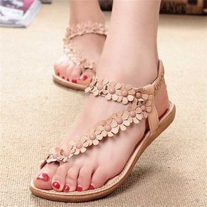 Hip Boheemse sandalen damesschoenen knijpen teen zomer sandaal dames teen bloem platte hakken 240228