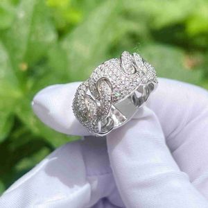 Hip Fine Moissanite Diamond Mens Cuban Sterling Silver 925 or 10k 14k Real Gold Ring