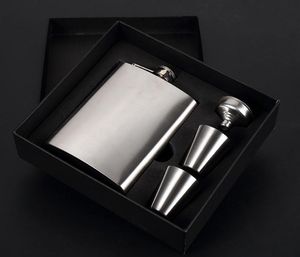 HIP FLASK 8OZ SET Draagbare roestvrijstalen flagon wijnfles geschenkdoos zakfles 4pcs set