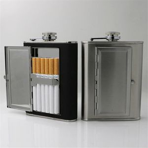 Petaca oculta para cigarrillos, botella de vino, hervidor de whisky, taza de bolsillo de 6oz/170ml, 5oz/140ml, acero inoxidable 18/8 envuelto en cuero PU