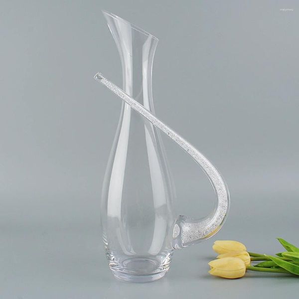 Flacons de hanche 1100 ml élégant verre de cristal à la main rouge décanteurs de vin aérateur distributeur de récipient avec décor de diamant artisanat vaisselle carafe