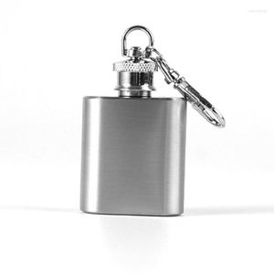 Flacons de hanche 1oz Mini flacon sangle en acier inoxydable métal portable poche Flagon alcool bouteille de vin avec porte-clés LX7412