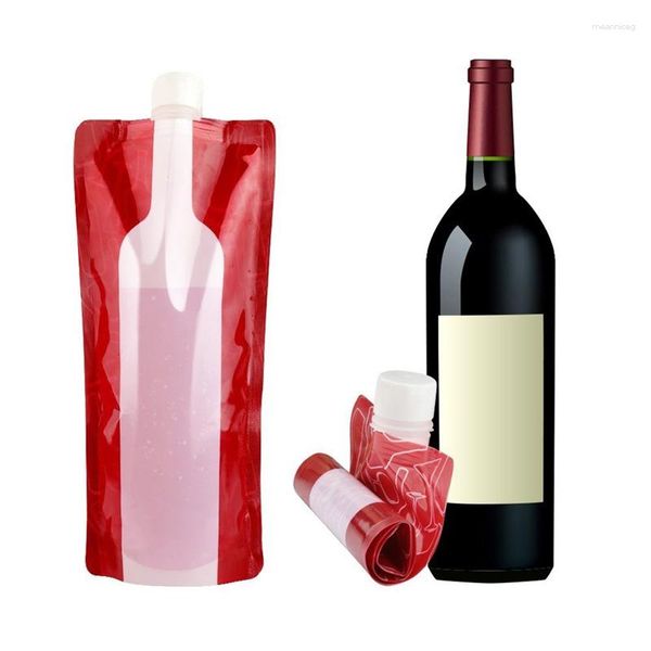 Flacons de hanche 1pcs sac de vin pliable 750 ml portable réutilisable bouteille en plastique pochette flacon liquide preuve accessoires pour barbecue voyage