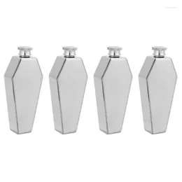 Flacons de hanche 4X Mini flacon 100ML personnalisé cercueil forme en acier inoxydable Portable Flagon vin Pot Bar fournitures cadeau pour hommes