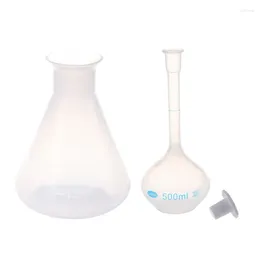 Flacons de hanche 500 ml en plastique transparent flacon conique bouteille de stockage long cou blanc mesure volumétrique