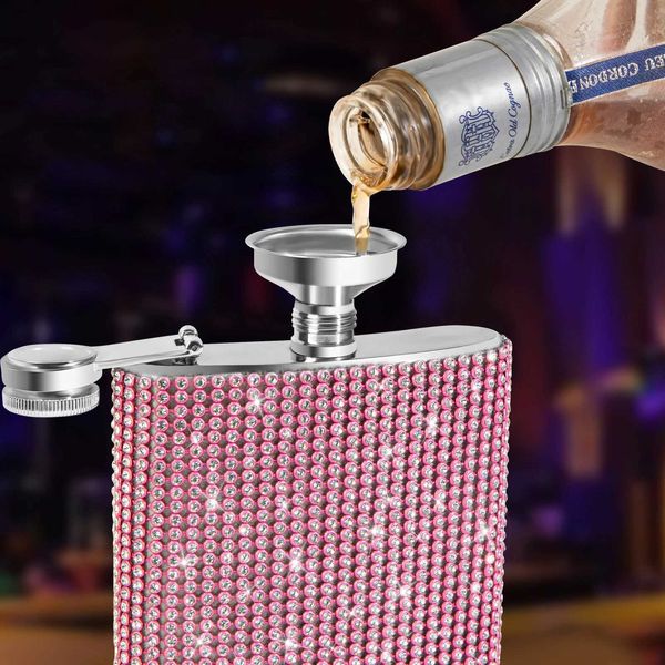 Flacons de hanche 6 oz de haute qualité bling diamant vin whisky pot bouteille en acier inoxydable flacons buveur bouteille alcool entonnoir de voyage