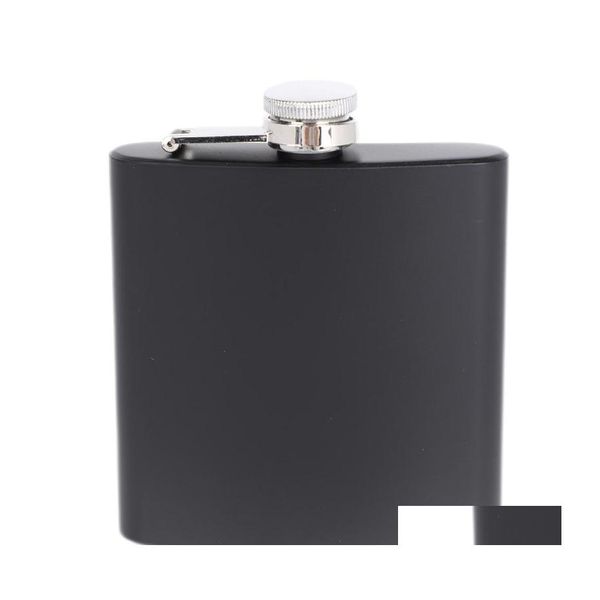 Flasques de hanche 6 oz poche portable en acier inoxydable flacon de hanche Flagon noir mat whisky pot de vin buveur bouteille d'alcool voyage tour Drin Dhjqg