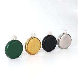 Flacons de hip 8 couleurs lid en strass de ramine portable rond en acier inoxydable flgon voyage extérieur mini bouteille de vin de poche créative drop dhgd8 dhgd8