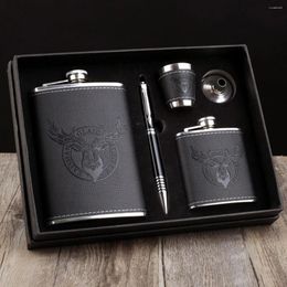 Heupflessen 8oz Grote Capaciteit Lederen Verdikking 304 Roestvrij Staal Proof Ketel Pot Kolf Whisky Wijnfles Geschenken CCCP voor Alcohol