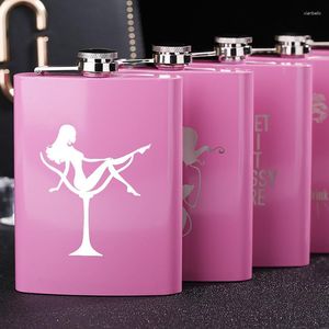 Flacons de hanche 8oz prune rose rouge en acier inoxydable bouteille de vin en métal pour femmes mode créative portable en plein air