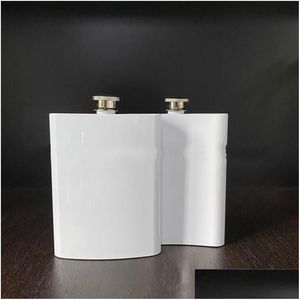 Flacons de hanche 8 oz blanc hanche en acier inoxydable sublimation pott de poche diy mini bouteilles de vin cam ext￩rieur