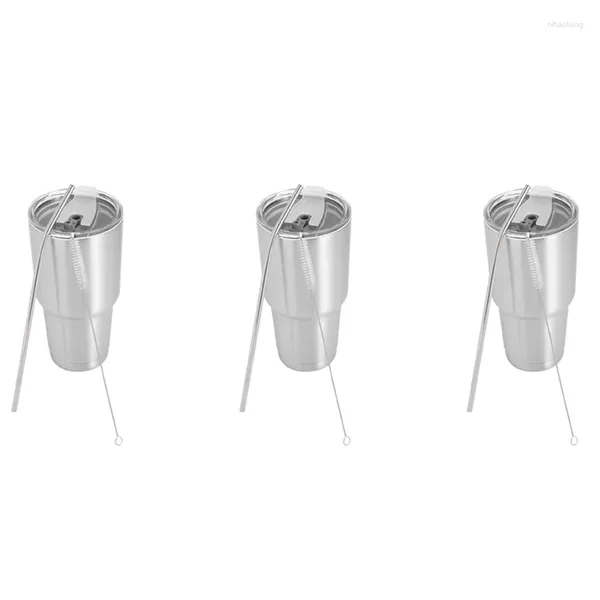 Flacons de hanche ABSF 3X Gobelet avec couvercle paille 30 oz Double paroi Flacon à vide Bière isolée Boire Thermoses Café