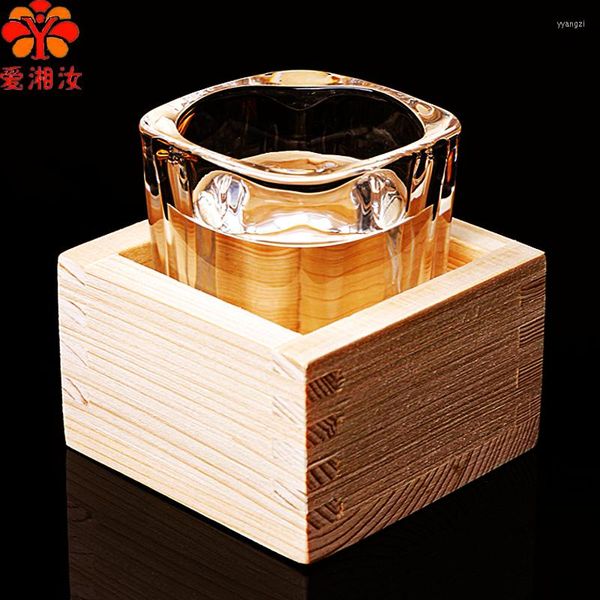 Hip Flasks Aixiangru Japonais Saké Tasse En Bois Boîte Carrée Vin Ensemble Petit Xup Blanc Pot Eau Creative Verre