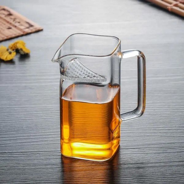 Frascos De Cadera Jarra De Té De Vidrio De Borosilicato Cristalino Chahai Divisor Chino Taza De Té Cuadrada Creativa Con Agujeros De Filtro Tetera Teaware