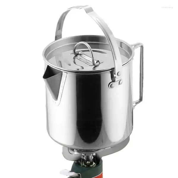 Flacons de hanche Camping bouilloire en acier inoxydable cafetière percolateur Pot Durable pour feu de camp cuisinière voyage