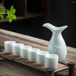 Flacons de hanche ensemble de vin en céramique céladon chinois séparateur de maison Imitation anciens verres de pot de saké blanc jaune