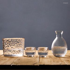 Heupkolven Klassieke glazen kolfset Handgemaakte Japanse stijl Huishoudelijk Sake Pot Golden Side Flasque Alcool Tafelbenodigdheden