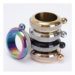 Frascos de cadera Colorf Flask Rhinestone Pulsera Brazalete Winepot 3.5Oz Flagon portátil Moda Ronda Whisky Vino Botella de alcohol Hipflasks Dhmvp