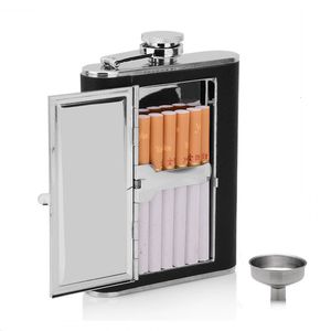 Heupkolven Creative Case roestvrij staal 304 PU lederen whisky alcoholfles met trechter sets voor cadeau 221124