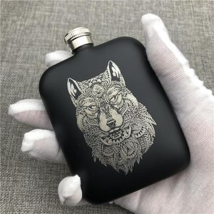 Heupkolven Aangepaste wolf Totem 304 roestvrijstalen kolf 6 oz Food grade zak met funnle alcohol Wiskey Flagon Wine Bottle