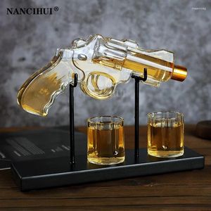 Flacons à la hanche en verre whisky en verre set dispenseur de vin barre de boisson à boire bouteille de pistolet en forme de pistolet exquise