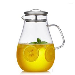 Hip Flasks Verre Eau Froide Pot 1800 ml Résistant À La Chaleur Borosilicate Jus De Fruits Pichet Café Pichet Après-Midi Fleur Thé Théière