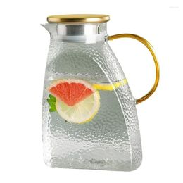 Heupflessen Glazen kan met deksel 50 Oz hoge borosilicaat kruiken voor drankjes Lekvrije wateruitloop Elegante drankdispenser