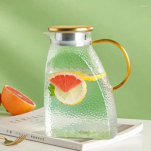 Flacons de hanche pichet en verre avec couvercle distributeur de boissons d'eau étanche Borosilicate pour boissons théière domestique bouilloire