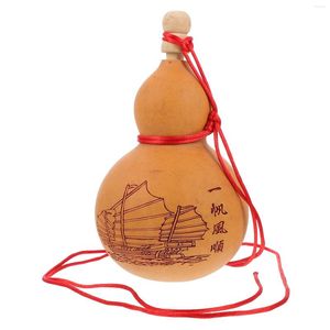 Hip Flasks Gourde Bouteille Eau Naturel Chinois Wu Lou Pot Cruche Potable Lu Flacon Hu Bon Récipient Saké Japonais Chance Statue Calebasse Richesse