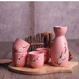 Flacons de hanche Style japonais Pot de saké ménage rétro petite tasse à vin blanc chaud verre céramique ensemble