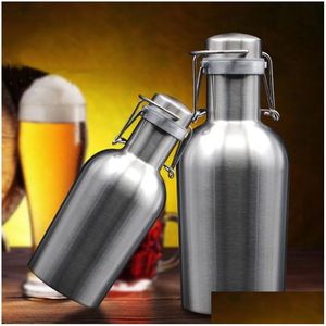 Hip Flasks Outdoor Grande Capacité Insation Thermique Baril De Bière En Acier Inoxydable Portable Secure Swing Top Couvercle Bouteille De Vin Dh1316 Drop Dhglz