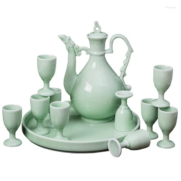 Frascos de cadera, juego de vino de porcelana, vasos de licor, jarra para el hogar, divisor chino, copa de estilo antiguo, utensilio pequeño transparente