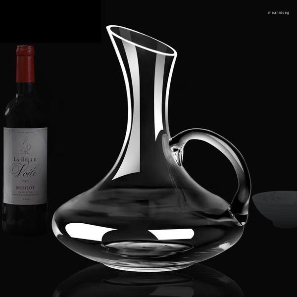 Flacons de hanche Carafe d'eau de qualité supérieure Mur épaissi Carafe de vin rouge Supérieur 1900 ml Base plate Verseur en cristal fait à la main