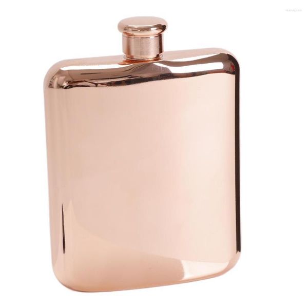 Petacas de acero inoxidable engrosado con forma de 304, petaca cuadrada de 7oz, botella de vino portátil de oro rosa galvanizada, whisky