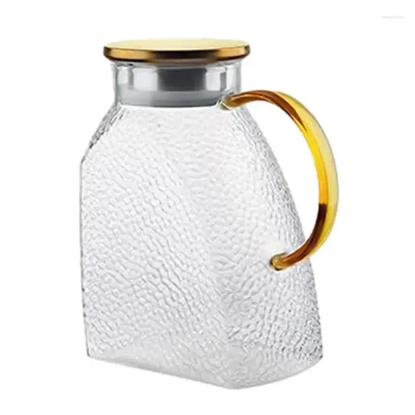 Frascos de cadera, jarra de agua con tapa, recipiente para bebidas y jugo de borosilicato alto, jarra para dispensador de bebidas