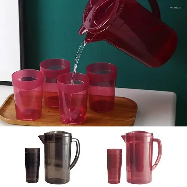 Flacons de hanche Pichet d'eau Pichet d'eau froide de grande capacité Conteneur de stockage de boissons avec tasse Boisson anti-fuite Versant des gadgets de cuisine