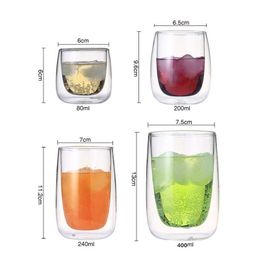 Frascos de cadera Copas de vino Beber Vaso Whisky Vodka Taza Jugo de café Tazas de agua Té Taza creativa Tazas de vidrio de doble fondo para el hogar 221206