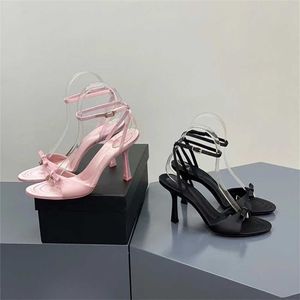 Hippe Franse Satijn Hoge Hakken Sandalen Voor Vrouwen Zomer Sandaal Niche En End Stijl Met Slanke Hakken Blootgestelde Teen 240228