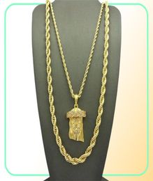 Hip Hip Iced Out Jesus Face Pendant W 24 10mm 30 Rope ketting ketting set 2 PCS ketting set rapperaccessoires251C4543473