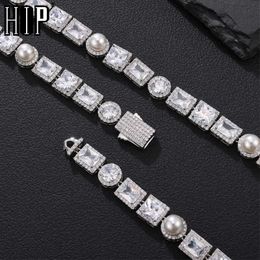 Hip Hop 10 mm Bling Tennis Chain avec collier de perles glacé sur des colliers en zircone cubique pour hommes