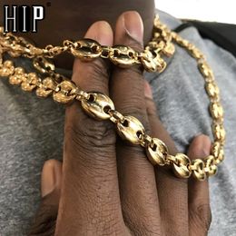 Hip Hop chaînes en acier inoxydable grains de café lien chaîne collier mode pour homme bijoux