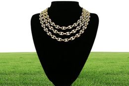 Hip Hop 12 mm Gold Silver Color recopilado Puff Marine Anchpr Chain Link Collar para hombres27281245172