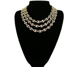 Hip Hop 12 mm Gold Silver Color plaqué Iced Out Puff Marine Anchpr Chain Link Bling Collier pour Men262Q4307400