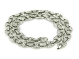 Hip Hop 12 mm Gold Silver Color plaqué Iced Out Puff Marine Anchpr Chain Link Bling Collier pour hommes 291 J28760532