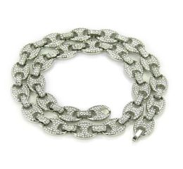 Hip Hop 12 mm Gold Silver Color recopilado Puff Marine Anchpr Chain Link Collar Bling para hombres 291 J25686965