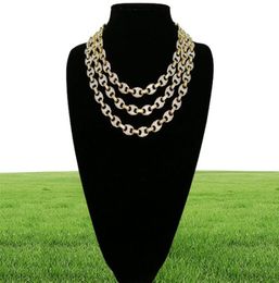 Hip Hop 12 mm Gold Silver Color plaqué Iced Out Puff Marine Anchpr Chain Link Bling Collier For Men27289601659