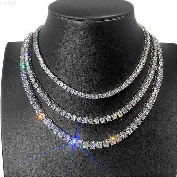 Hip Hop 16 ''-24'' Collar de tenis chapado en oro blanco con 3 mm 0.1ct Vvs Moissanite Cadena de diamantes Tenis Joyería de moda