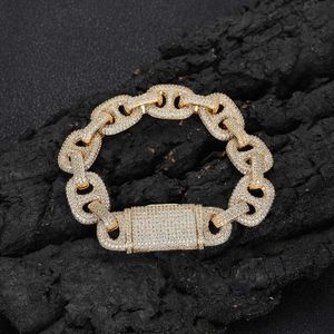 Hip Hop 16mm nez de cochon bulle chaîne cubaine Zircon bijoux accessoires Bracelet pour hommes